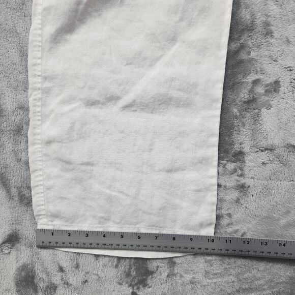 Eileen Fisher Pants Womens S White Organic Linen Wide Leg Cropped Pull On Casual - Picture 9 of 10